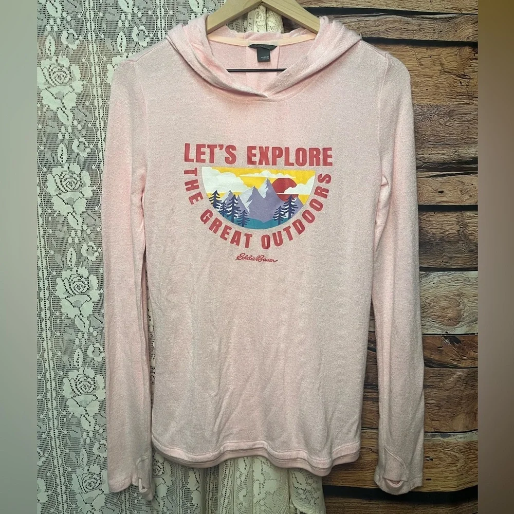 Eddie Bauer Pink Kids Hoodie with Adventure Print (093)
